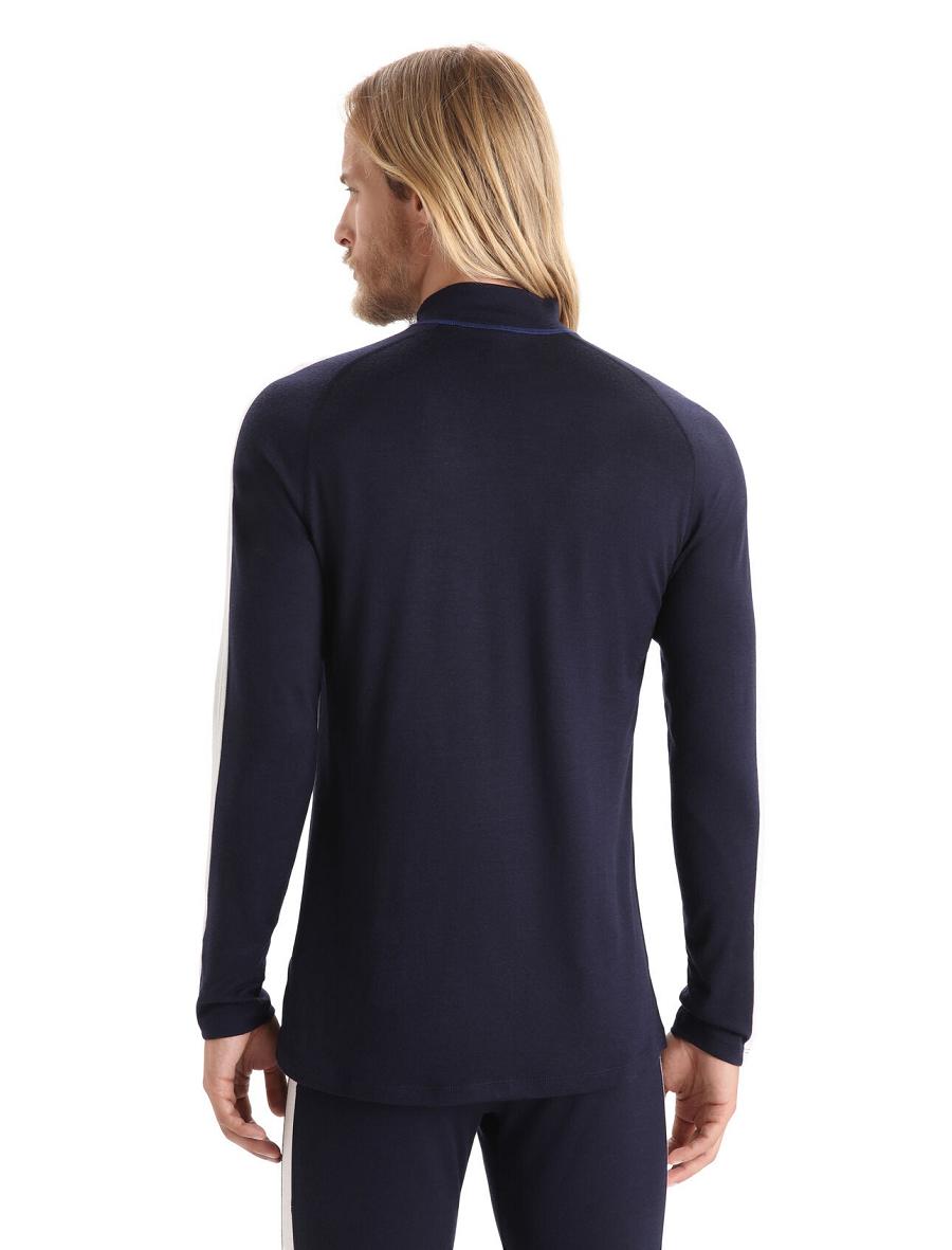 Icebreaker Merino 200 Sonebula Long Sleeve High Neck Thermal Top Férfi Base Layers Sötétkék Királykék Sötétkék | HU 1346CTVE